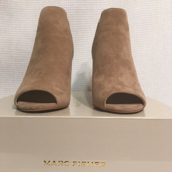 Marc Fisher Shoes - Marc Fisher Suede Peep-toe Booties Tan Size 7